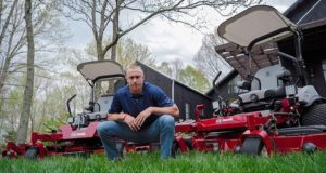 Exmark is partnering with the NFL’s George Kittle to promote the company’s line of zero-turns, stand-ons, walk-behinds and accessories