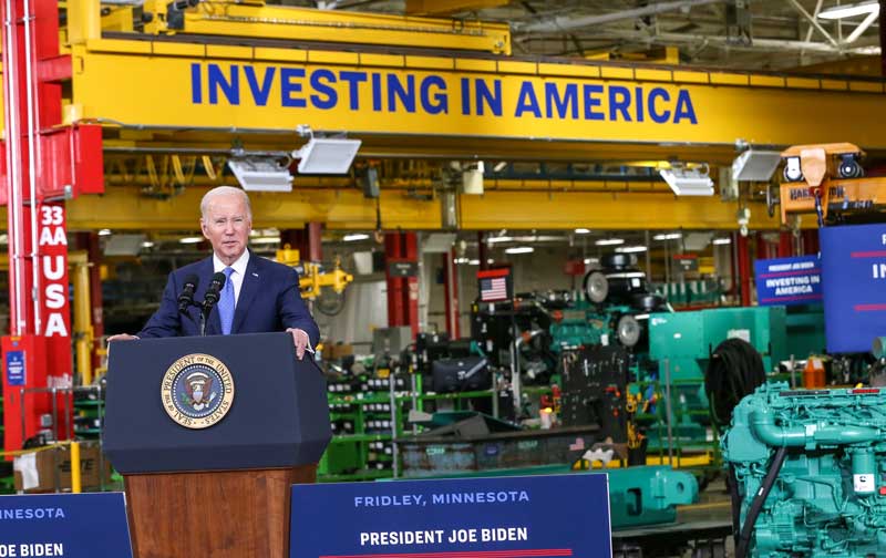 President Biden speaks at Cummins' Minnesota engine factory