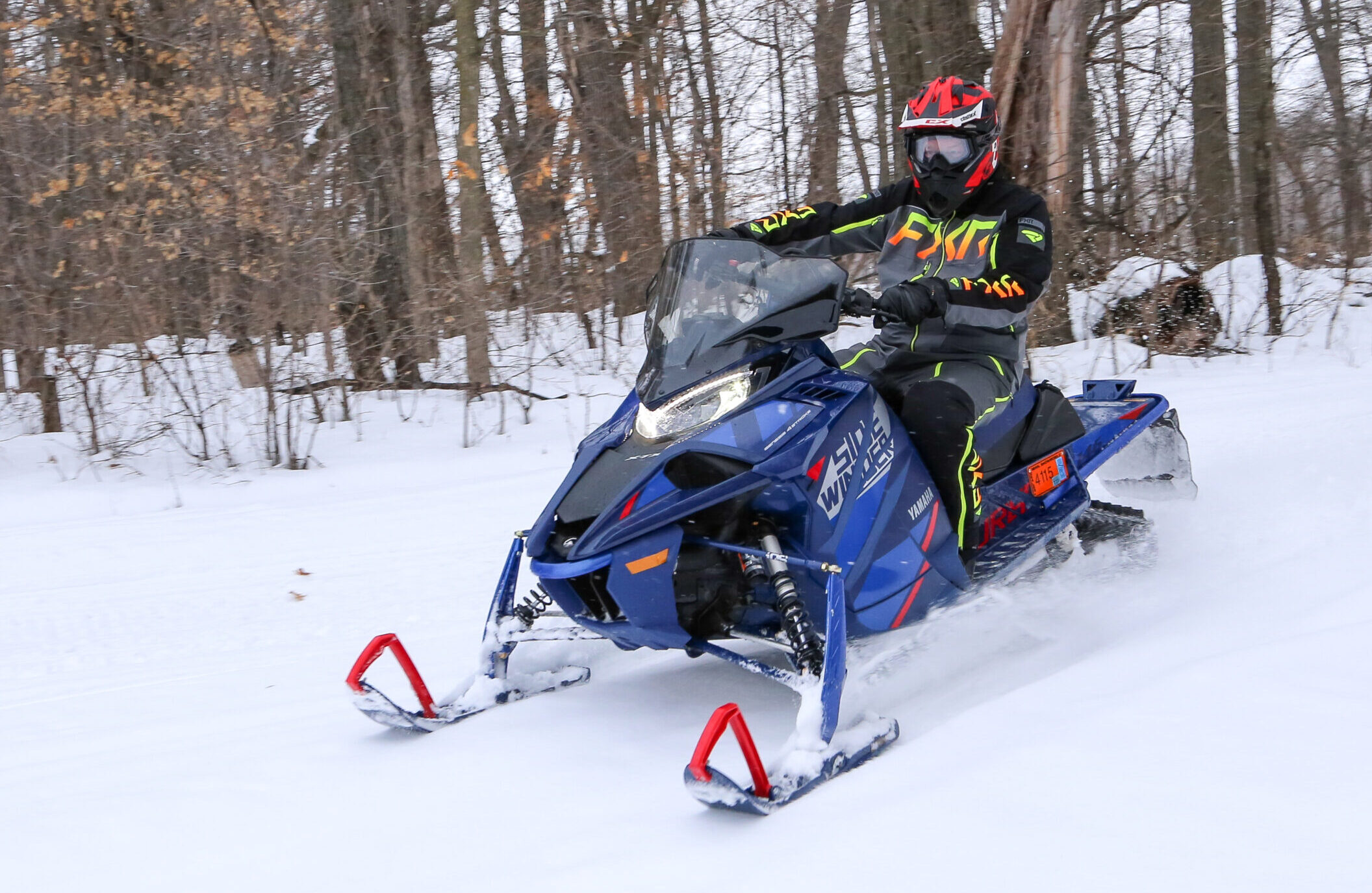 Yamaha Sidewinder snowmobile on a Minnesota trail ride